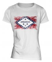 Arkansas State Distressed Flag Ladies T-Shirt