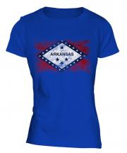 Arkansas State Distressed Flag Ladies T-Shirt