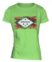 Arkansas State Distressed Flag Ladies T-Shirt