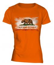 California State Distressed Flag Ladies T-Shirt