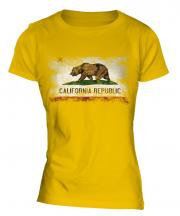 California State Distressed Flag Ladies T-Shirt