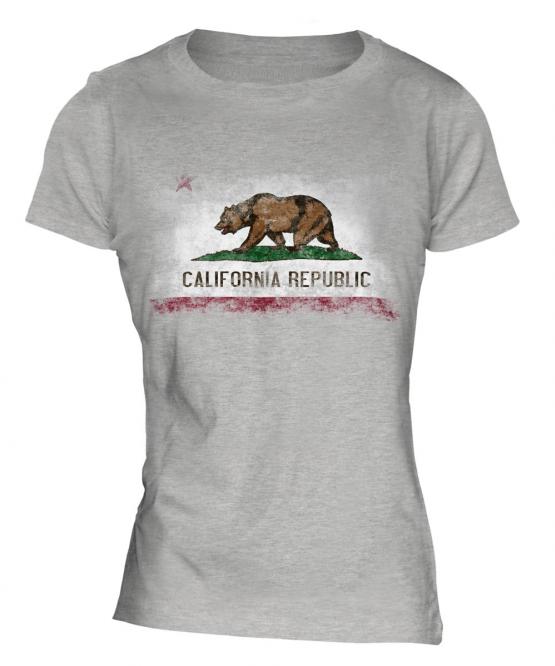 California State Distressed Flag Ladies T-Shirt