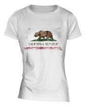 California State Distressed Flag Ladies T-Shirt