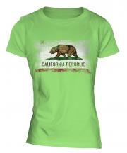 California State Distressed Flag Ladies T-Shirt