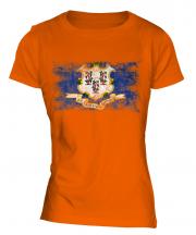 Connecticut State Distressed Flag Ladies T-Shirt