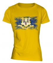 Connecticut State Distressed Flag Ladies T-Shirt