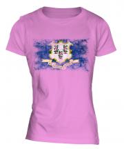 Connecticut State Distressed Flag Ladies T-Shirt