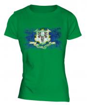 Connecticut State Distressed Flag Ladies T-Shirt