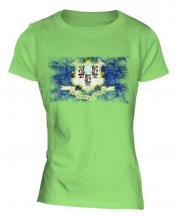 Connecticut State Distressed Flag Ladies T-Shirt