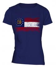 Georgia State Distressed Flag Ladies T-Shirt