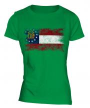 Georgia State Distressed Flag Ladies T-Shirt