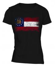 Georgia State Distressed Flag Ladies T-Shirt