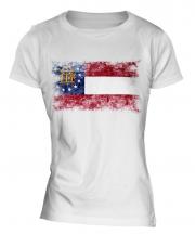 Georgia State Distressed Flag Ladies T-Shirt
