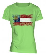 Georgia State Distressed Flag Ladies T-Shirt