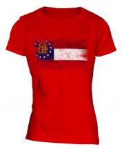 Georgia State Distressed Flag Ladies T-Shirt