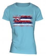 Hawaii State Distressed Flag Ladies T-Shirt