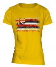 Hawaii State Distressed Flag Ladies T-Shirt