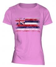Hawaii State Distressed Flag Ladies T-Shirt