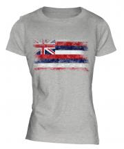 Hawaii State Distressed Flag Ladies T-Shirt