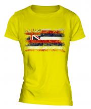 Hawaii State Distressed Flag Ladies T-Shirt