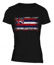 Hawaii State Distressed Flag Ladies T-Shirt