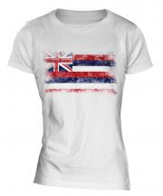 Hawaii State Distressed Flag Ladies T-Shirt