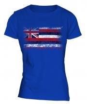 Hawaii State Distressed Flag Ladies T-Shirt