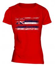 Hawaii State Distressed Flag Ladies T-Shirt
