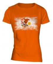Illinois State Distressed Flag Ladies T-Shirt