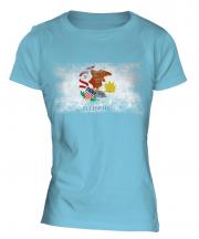 Illinois State Distressed Flag Ladies T-Shirt