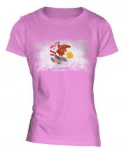 Illinois State Distressed Flag Ladies T-Shirt