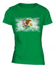 Illinois State Distressed Flag Ladies T-Shirt