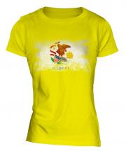 Illinois State Distressed Flag Ladies T-Shirt