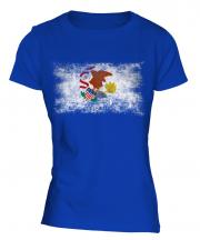 Illinois State Distressed Flag Ladies T-Shirt