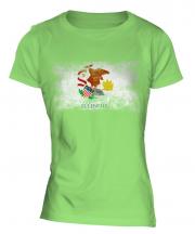 Illinois State Distressed Flag Ladies T-Shirt