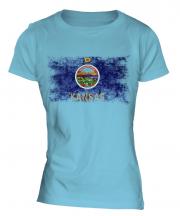 Kansas State Distressed Flag Ladies T-Shirt