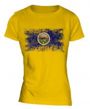 Kansas State Distressed Flag Ladies T-Shirt