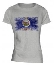 Kansas State Distressed Flag Ladies T-Shirt