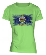 Kansas State Distressed Flag Ladies T-Shirt