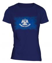 Louisiana State Distressed Flag Ladies T-Shirt