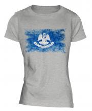 Louisiana State Distressed Flag Ladies T-Shirt