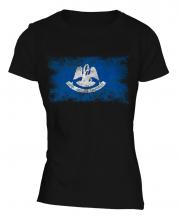 Louisiana State Distressed Flag Ladies T-Shirt