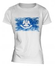 Louisiana State Distressed Flag Ladies T-Shirt
