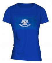 Louisiana State Distressed Flag Ladies T-Shirt