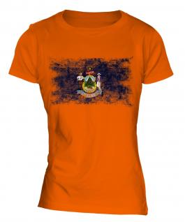 Maine State Distressed Flag Ladies T-Shirt