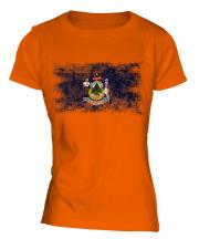 Maine State Distressed Flag Ladies T-Shirt