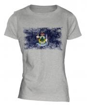 Maine State Distressed Flag Ladies T-Shirt