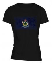 Maine State Distressed Flag Ladies T-Shirt