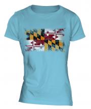 Maryland State Distressed Flag Ladies T-Shirt