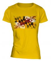 Maryland State Distressed Flag Ladies T-Shirt